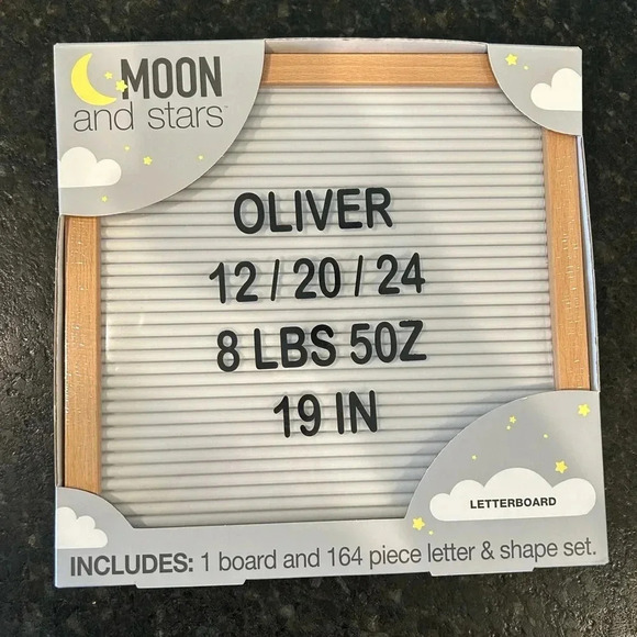 Moon & Stars Other - Letterboard White with Wood